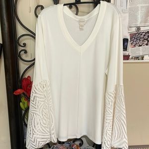 Chicos blouse with lace bell sleeves